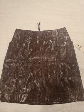 Anthropologie by Maeve glossy leather-look mini skirt, size 2